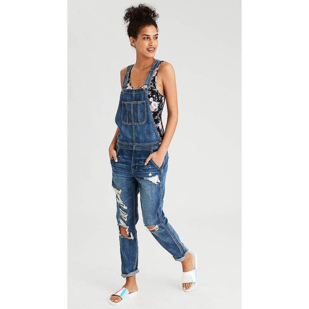 American eagle tomgirl overalls Destressed,farm core Boho Cottagecore Women's S